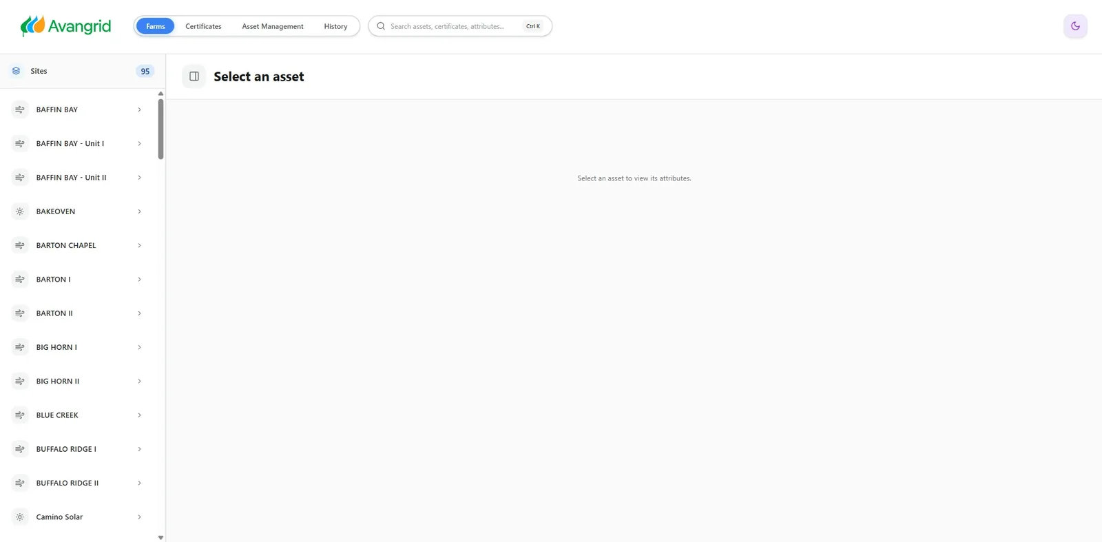 Empty data explorer prompting to select an asset